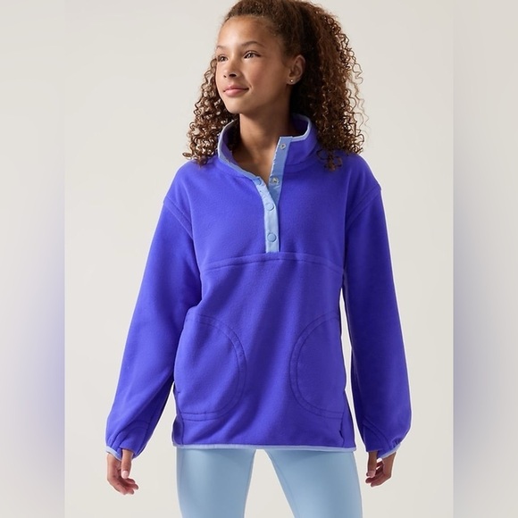 NWOT Athleta Girl Cold Snap Fleece Pullover Sweatshirt Sz - Picture 1 of 12